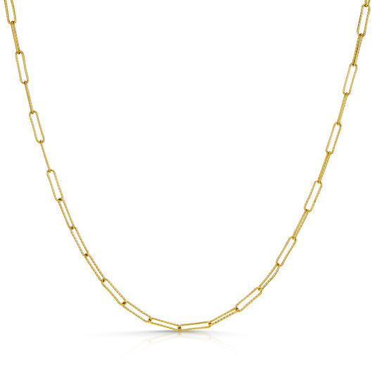 9k solid yellow gold 18" paperclip necklace chain