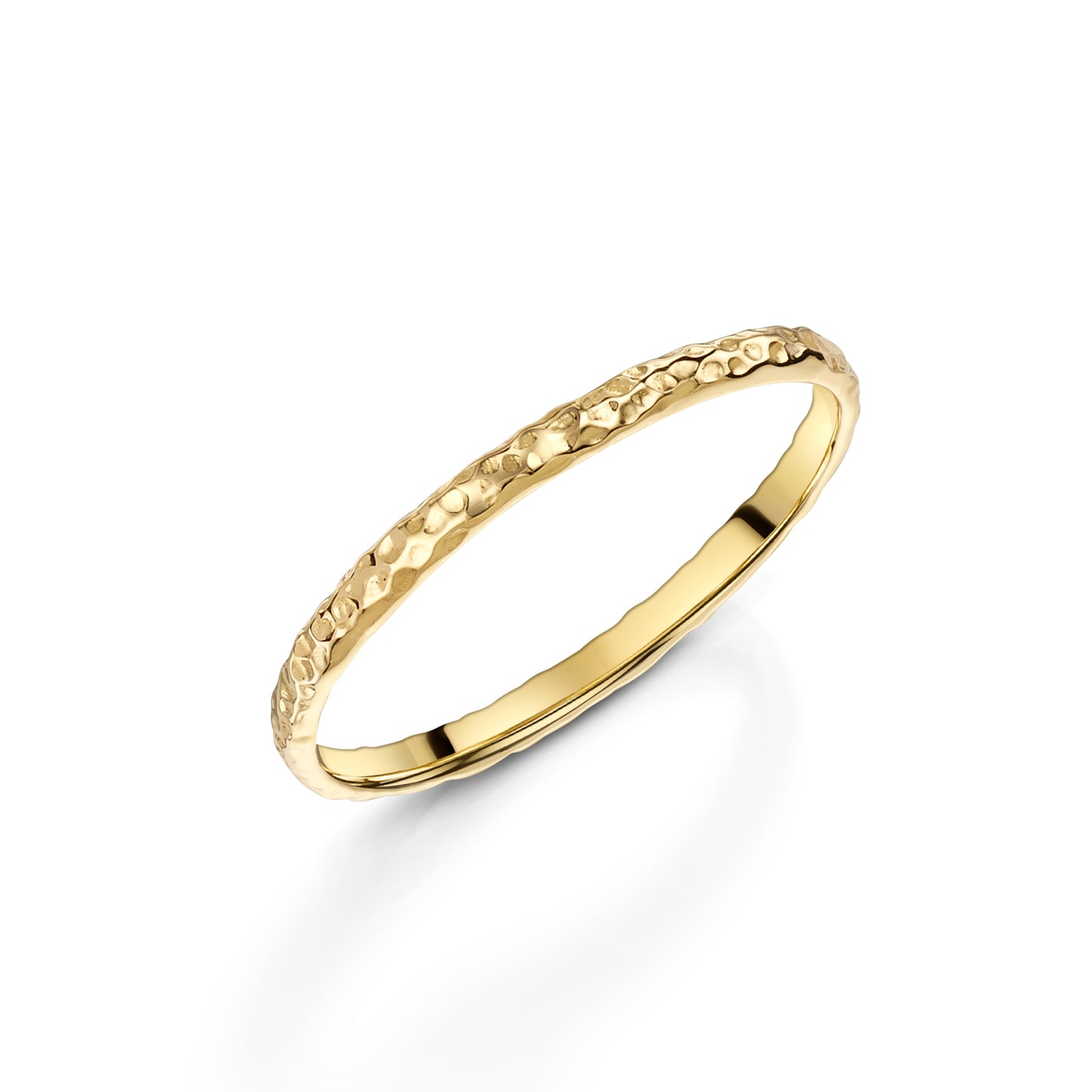 9k solid yellow gold hammered texture ring