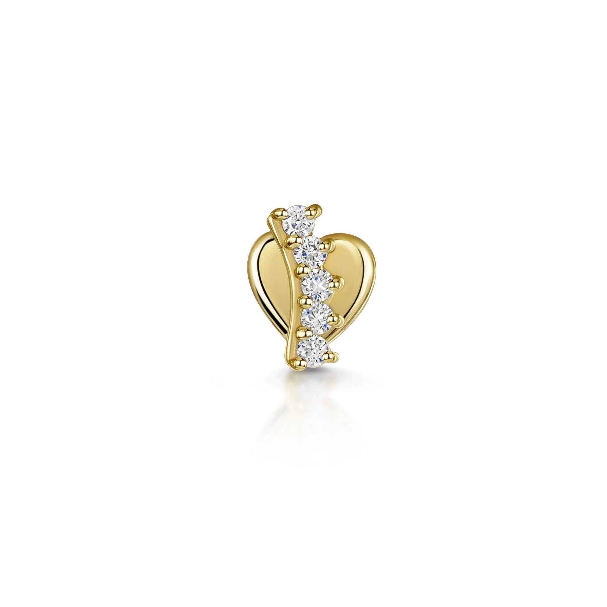 14k solid yellow gold curved gem flat back labret stud earring 8mm Cartilage Studs Laura Bond Maria Tash astrid miyu