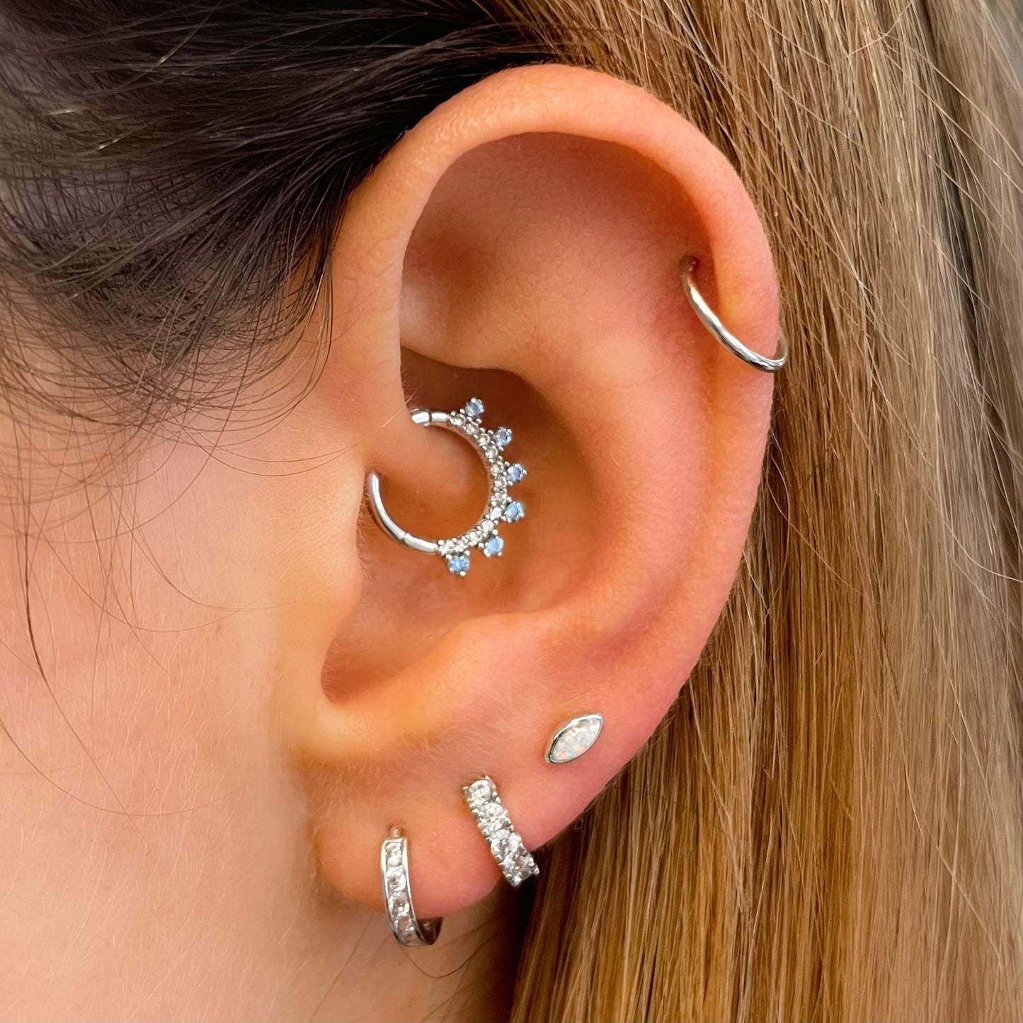 9k solid white gold 18g clicker hoop earring Huggies and Hoops Laura Bond Maria Tash astrid miyu