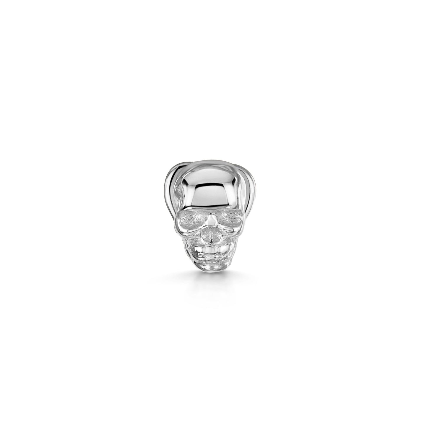 14k solid white gold skull flat back labret stud earring 8mm