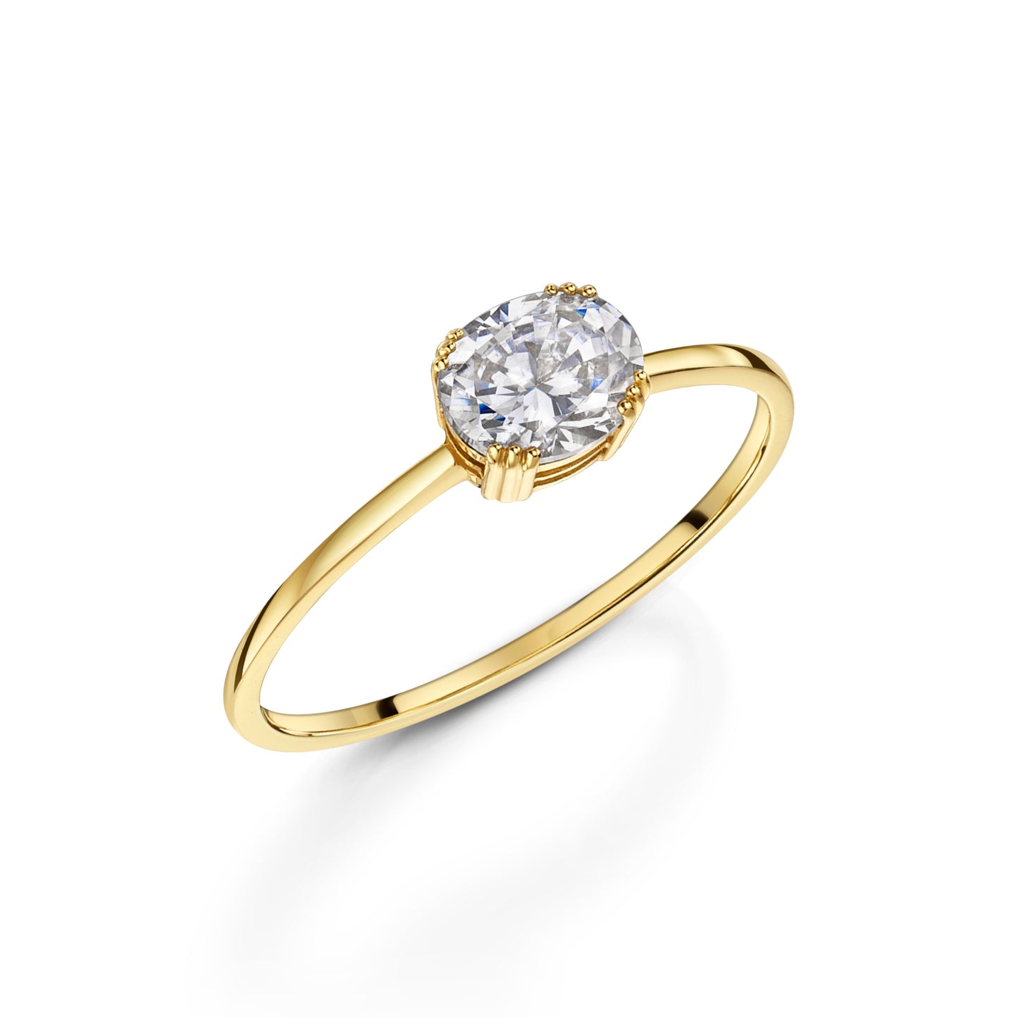 9k solid yellow gold oval solitaire ring