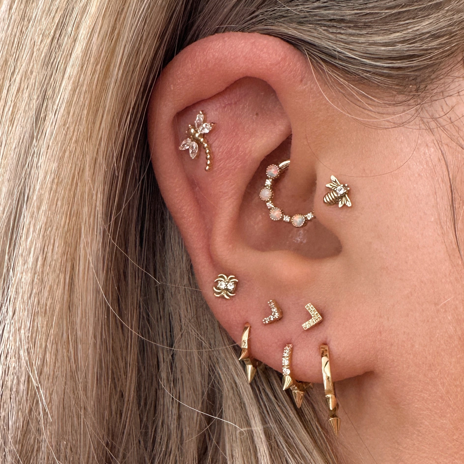 9k solid yellow 6mm mini crystal spike huggie earring Huggies and Hoops Laura Bond Maria Tash astrid miyu