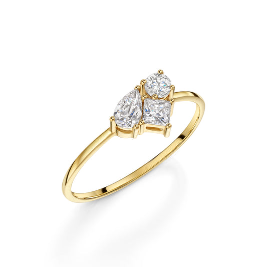 9k solid yellow gold moissanite cluster ring