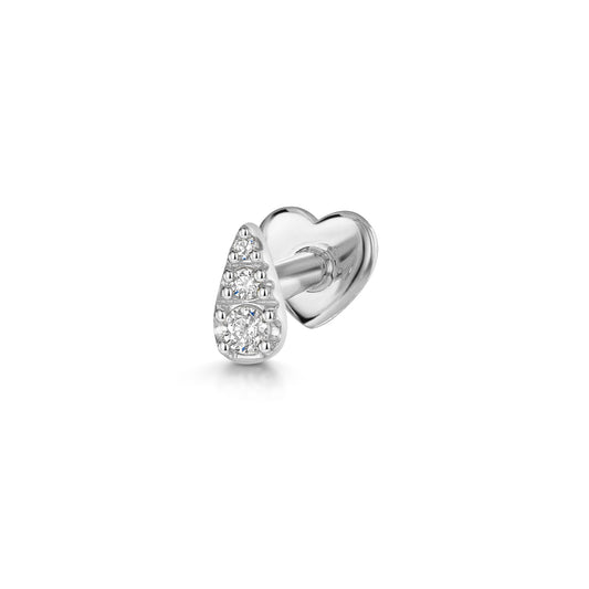 14k solid white gold Spiral flat back labret stud earring Cartilage Studs Laura Bond Maria Tash astrid miyu