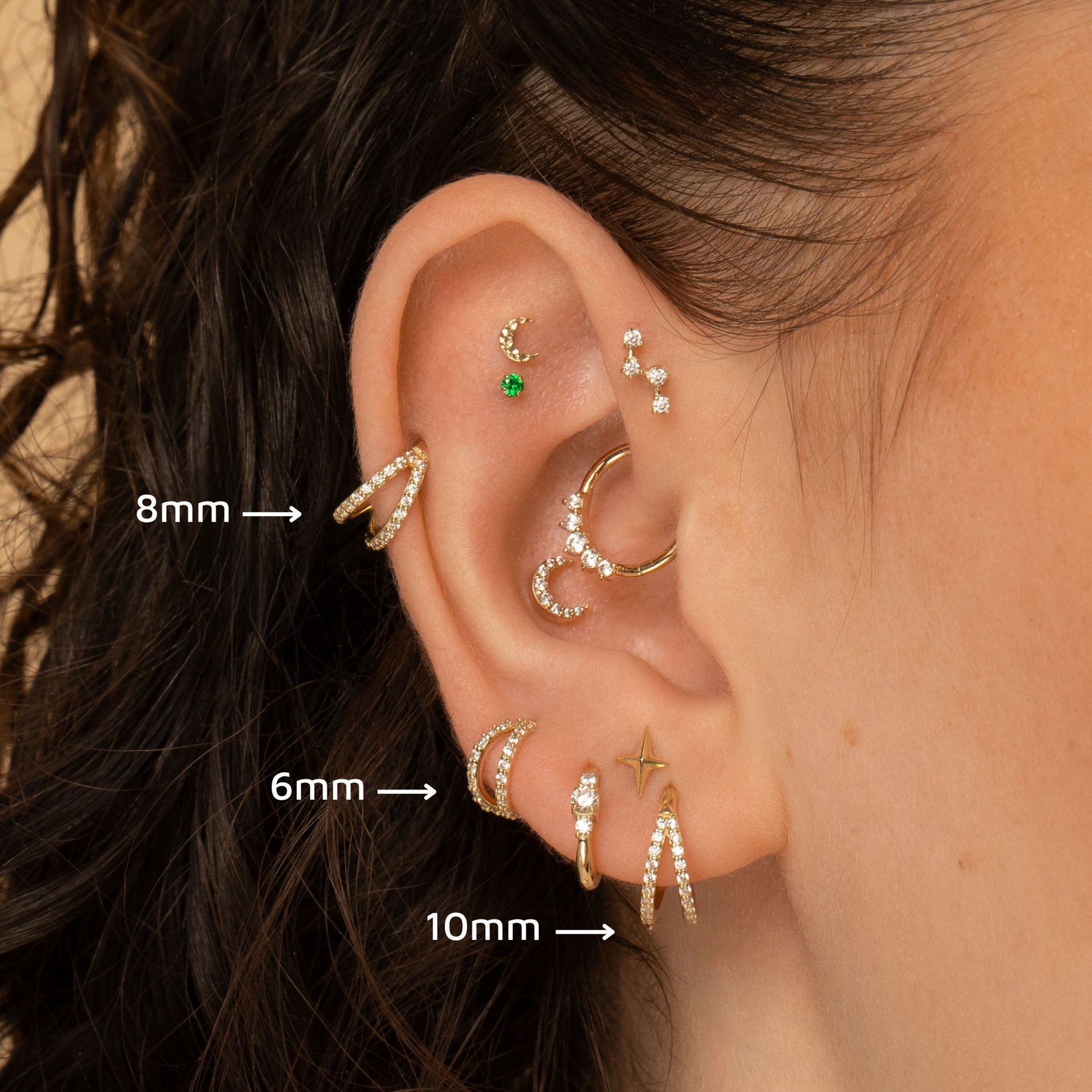 astrid miyu 9k solid yellow gold double crystal clicker clicker hoop earring Huggies and Hoops Laura Bond
