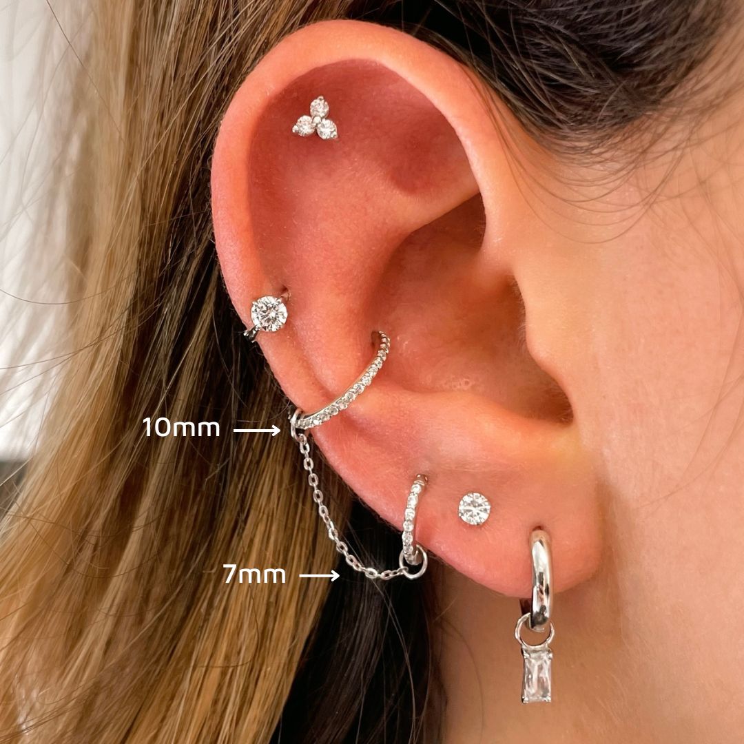 9k solid white gold crystal clicker hoop earring Huggies and Hoops Laura Bond Maria Tash astrid miyu