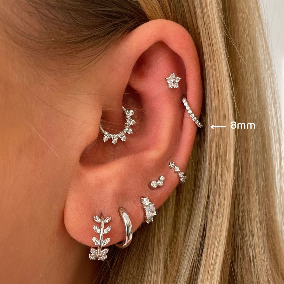 9k solid white gold crystal clicker hoop earring Huggies and Hoops Laura Bond Maria Tash astrid miyu