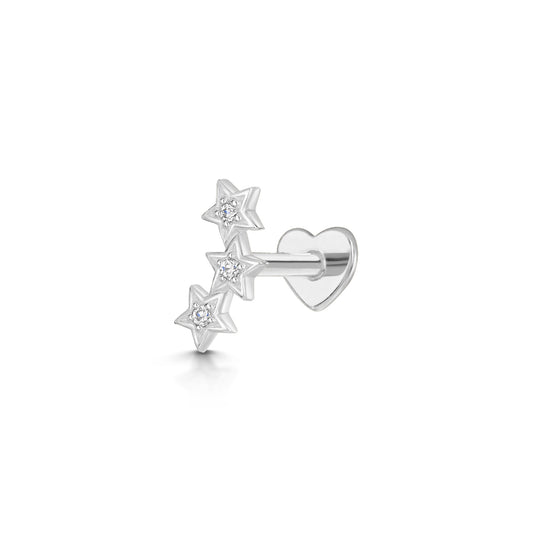 14k solid white gold etoiles flat back labret stud earring 8mm Laura Bond Maria Tash astrid miyu