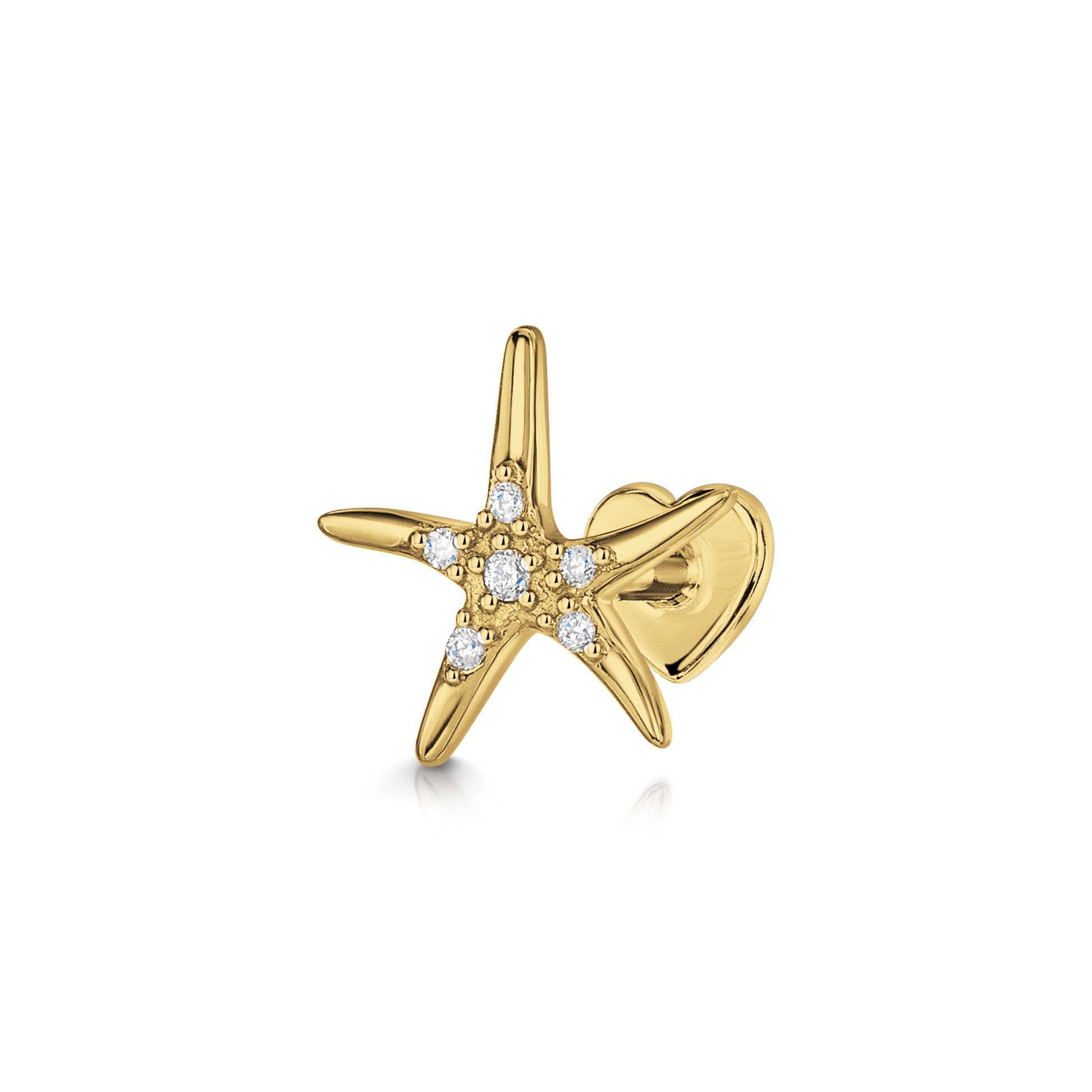 9k solid yellow gold Starfish flat back labret stud earring Cartilage Studs Laura Bond Maria Tash astrid miyu