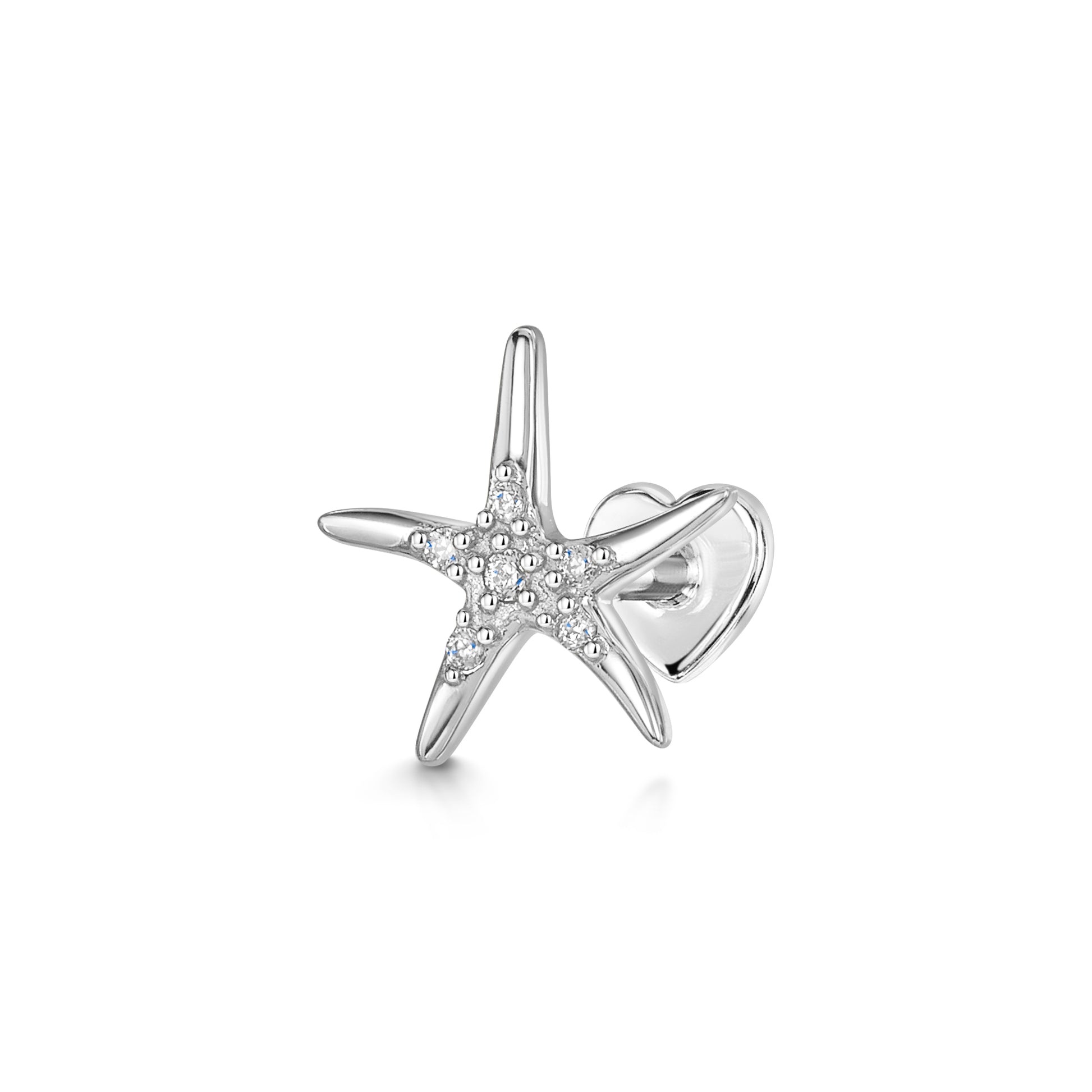9k solid white gold Starfish flat back labret stud earring Laura Bond Maria Tash astrid miyu
