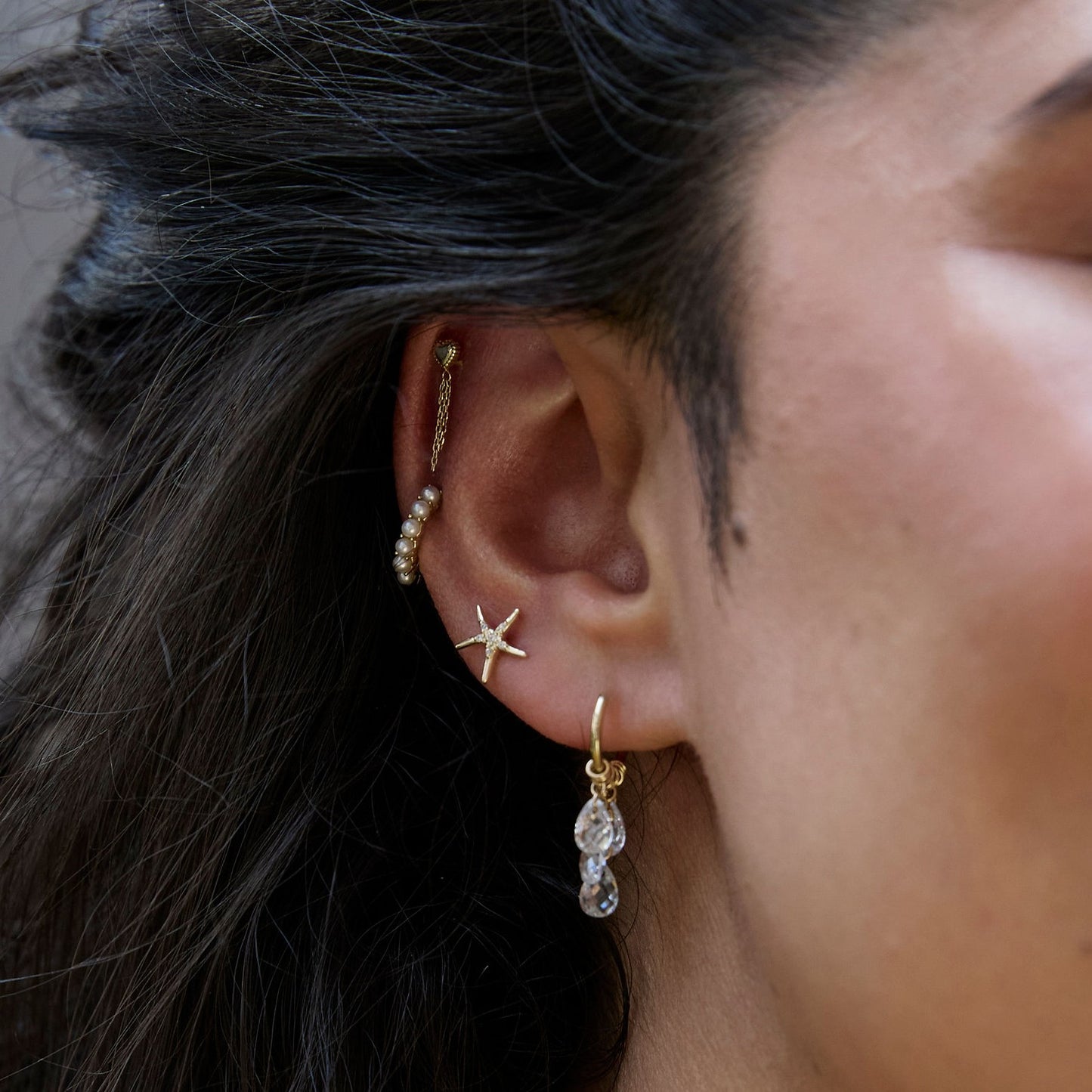 9k solid yellow gold Starfish flat back labret stud earring Cartilage Studs Laura Bond Maria Tash astrid miyu