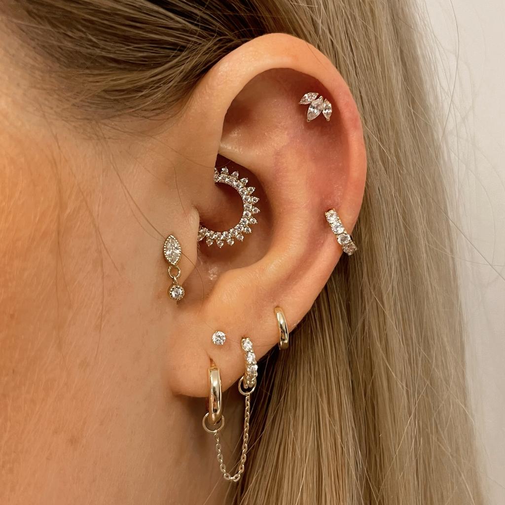 14k solid yellow gold lotus flower flat back labret stud earring 8mm - LAURA BOND jewellery