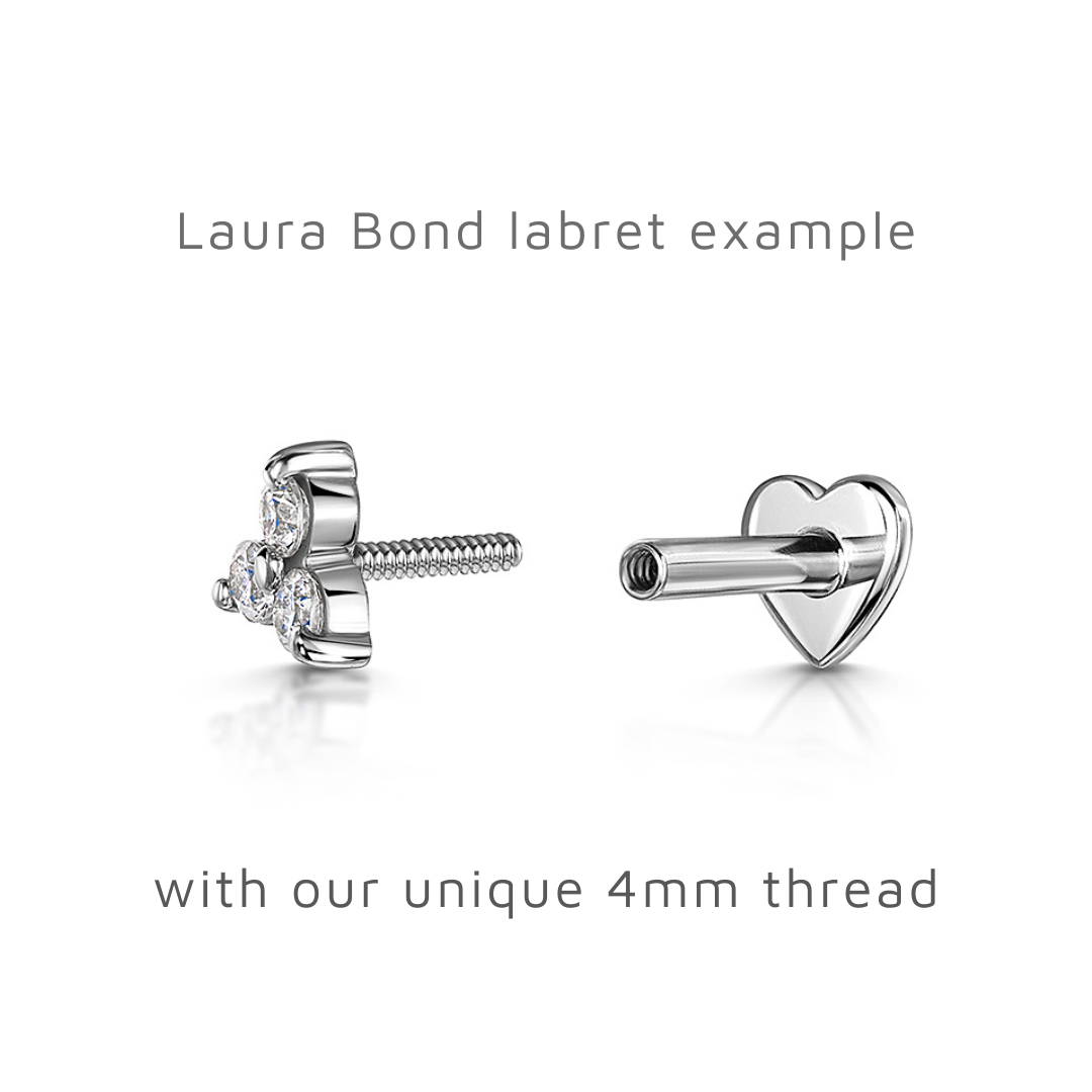 9k solid yellow gold Astraea flat back labret stud earring 8mm - LAURA BOND jewellery