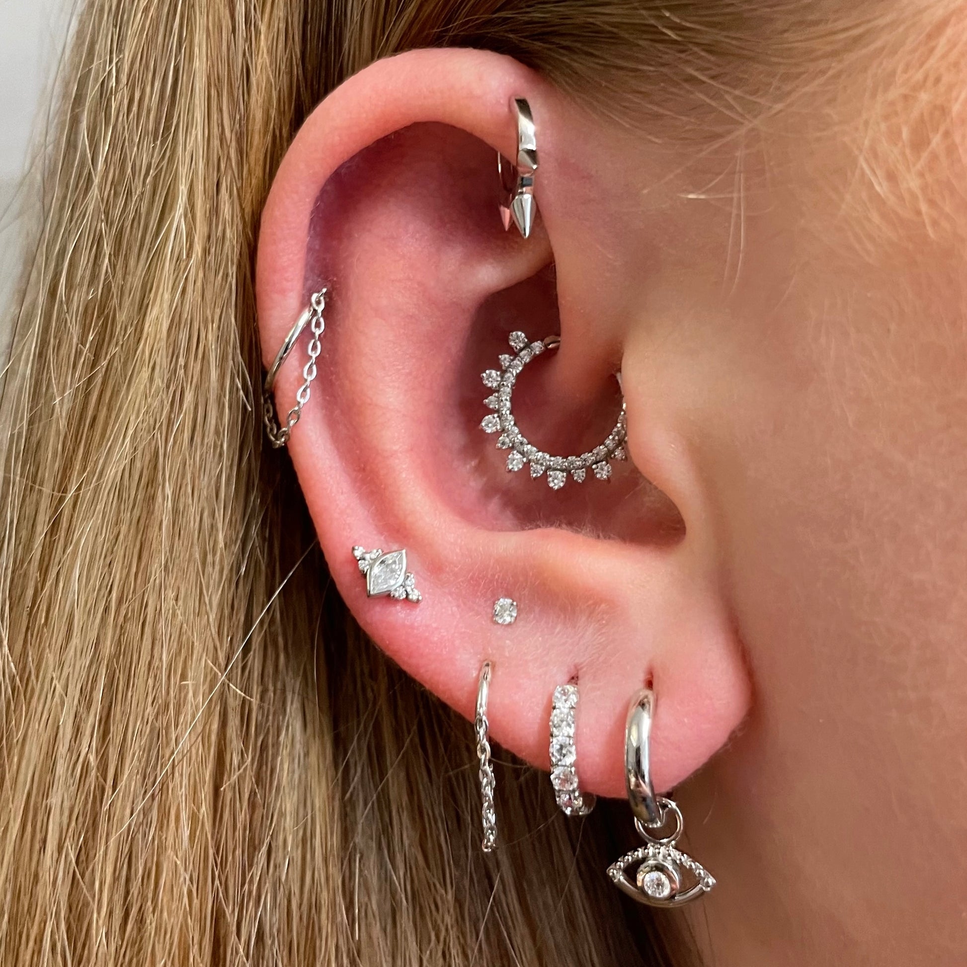 9k solid white gold 6mm mini plain spike huggie earring Huggies and Hoops Laura Bond Maria Tash astrid miyu