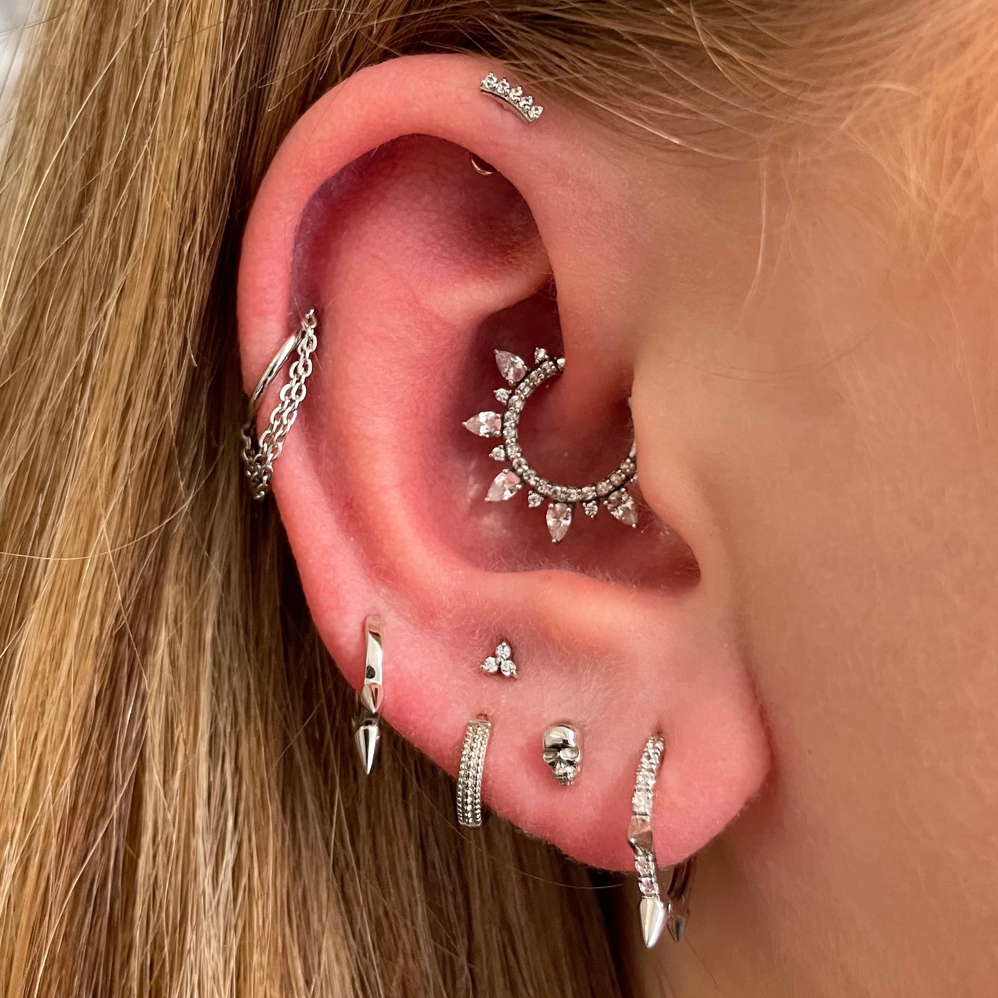 9k solid white gold 6mm mini plain spike huggie earring Huggies and Hoops Laura Bond Maria Tash astrid miyu