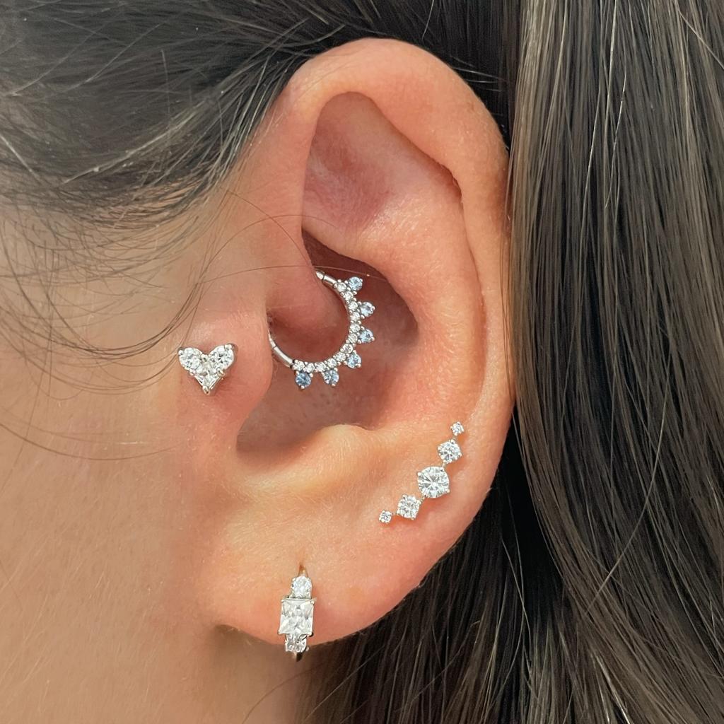 14k solid white gold Astraea flat back labret stud earring 8mm Cartilage Studs Laura Bond Maria Tash astrid miyu