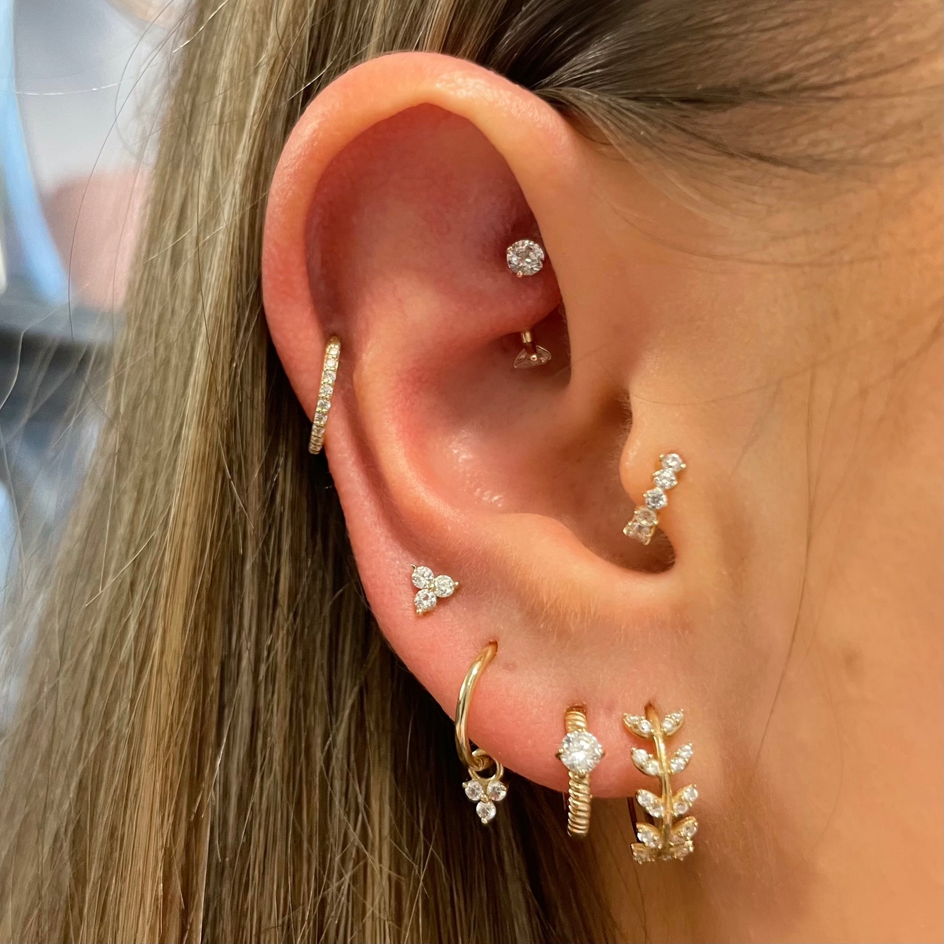 14k solid yellow gold 8mm 18g clicker hoop earring Huggies and Hoops Laura Bond Maria Tash