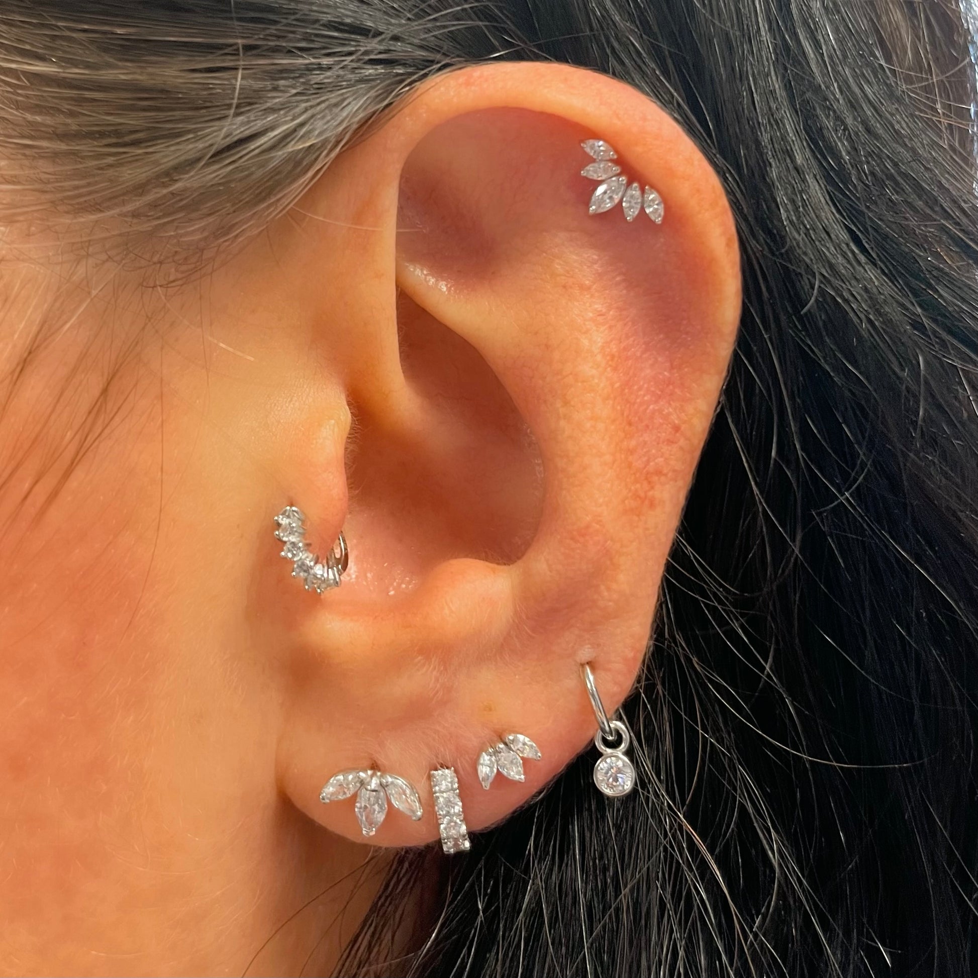 9k solid white gold 6mm clicker hoop earring