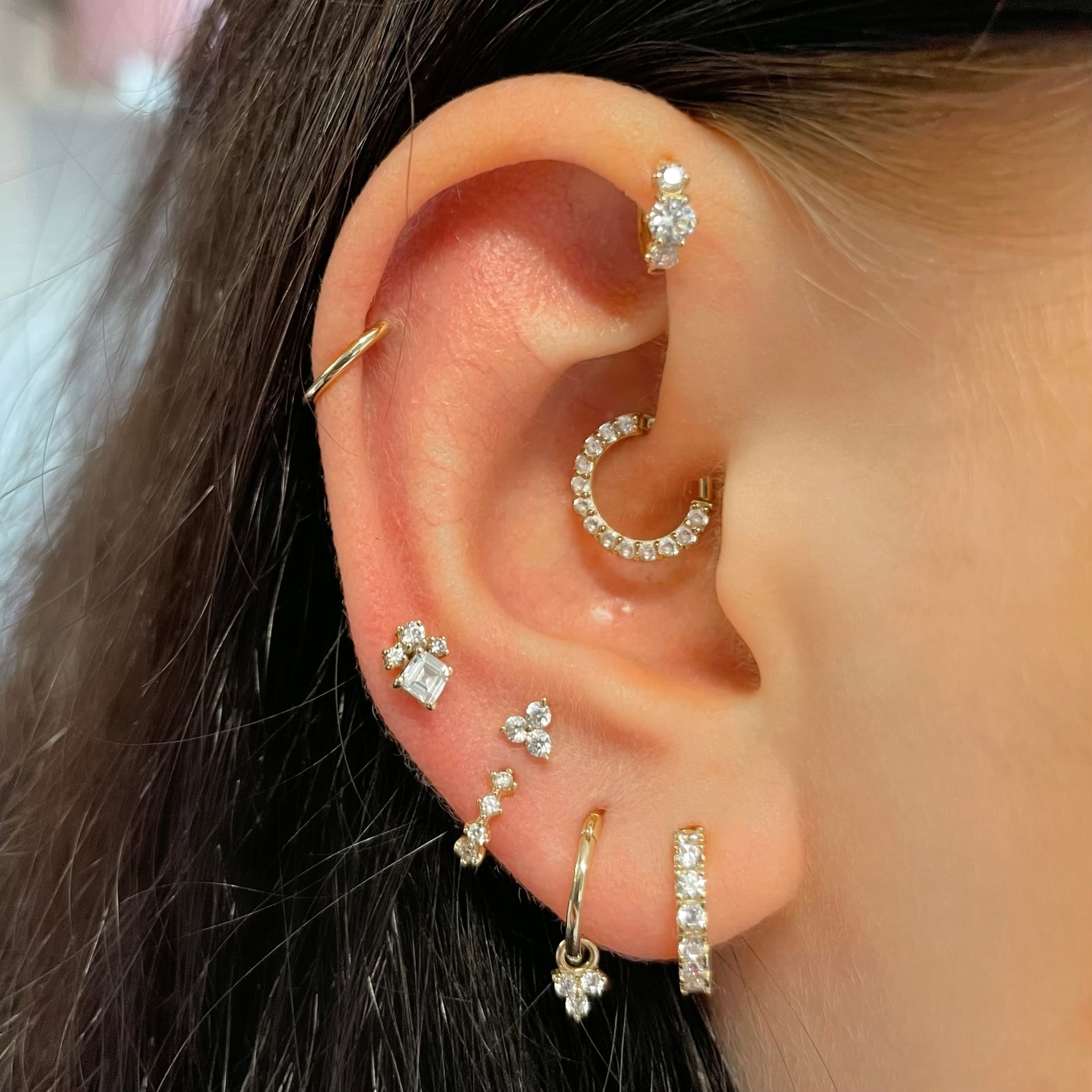 14k solid yellow gold 8mm 18g clicker hoop earring Huggies and Hoops Laura Bond Maria Tash