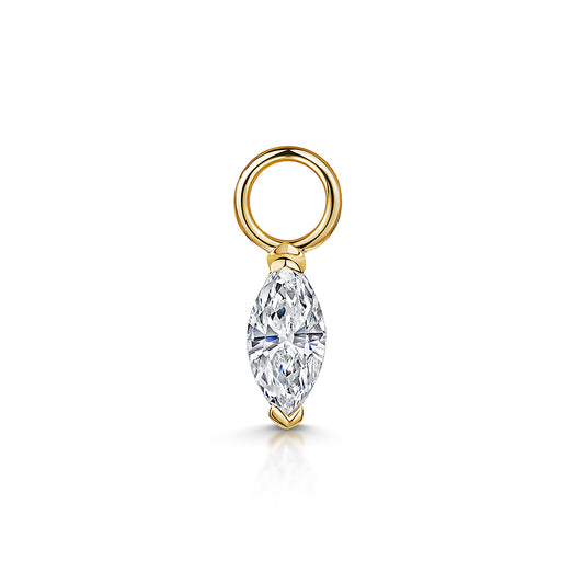 9k solid yellow gold marquise crystal charm - Laura Bond Jewellery