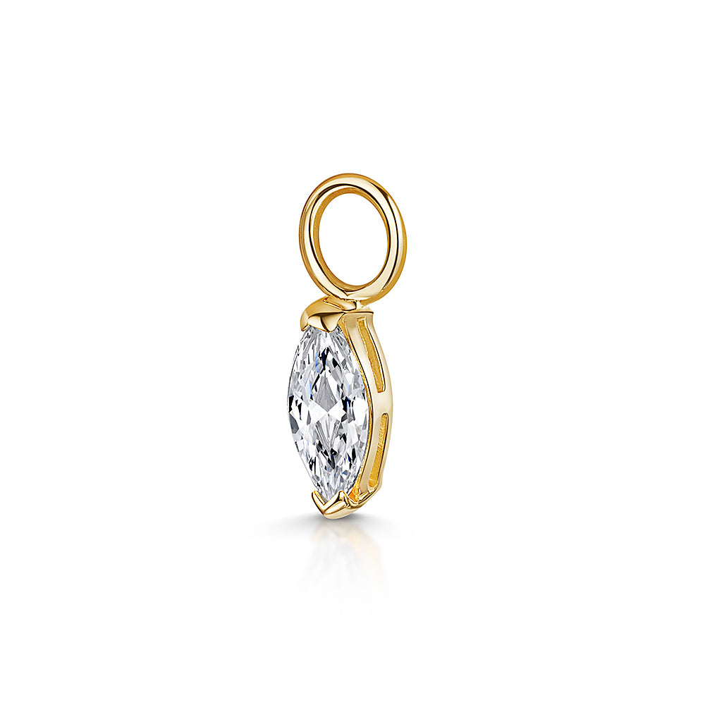 9k solid yellow gold marquise crystal charm - Laura Bond Jewellery