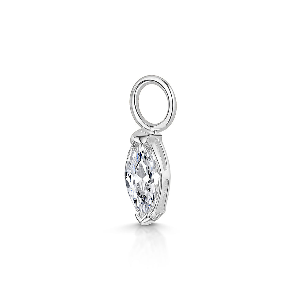 9k solid white gold marquise crystal charm - Laura Bond Jewellery