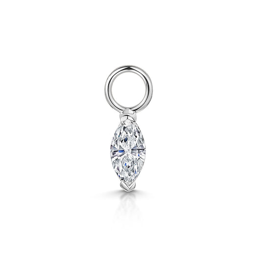 9k solid white gold marquise crystal charm - Laura Bond Jewellery