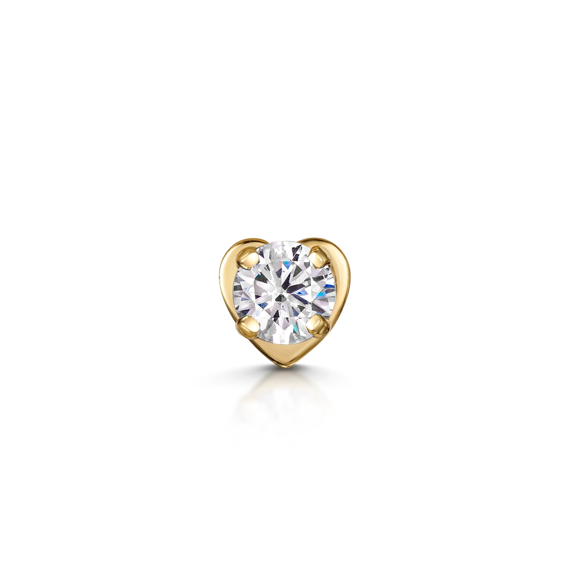 14k solid yellow gold single crystal gem flat back labret stud earring 8mm Cartilage Studs Laura Bond Maria Tash