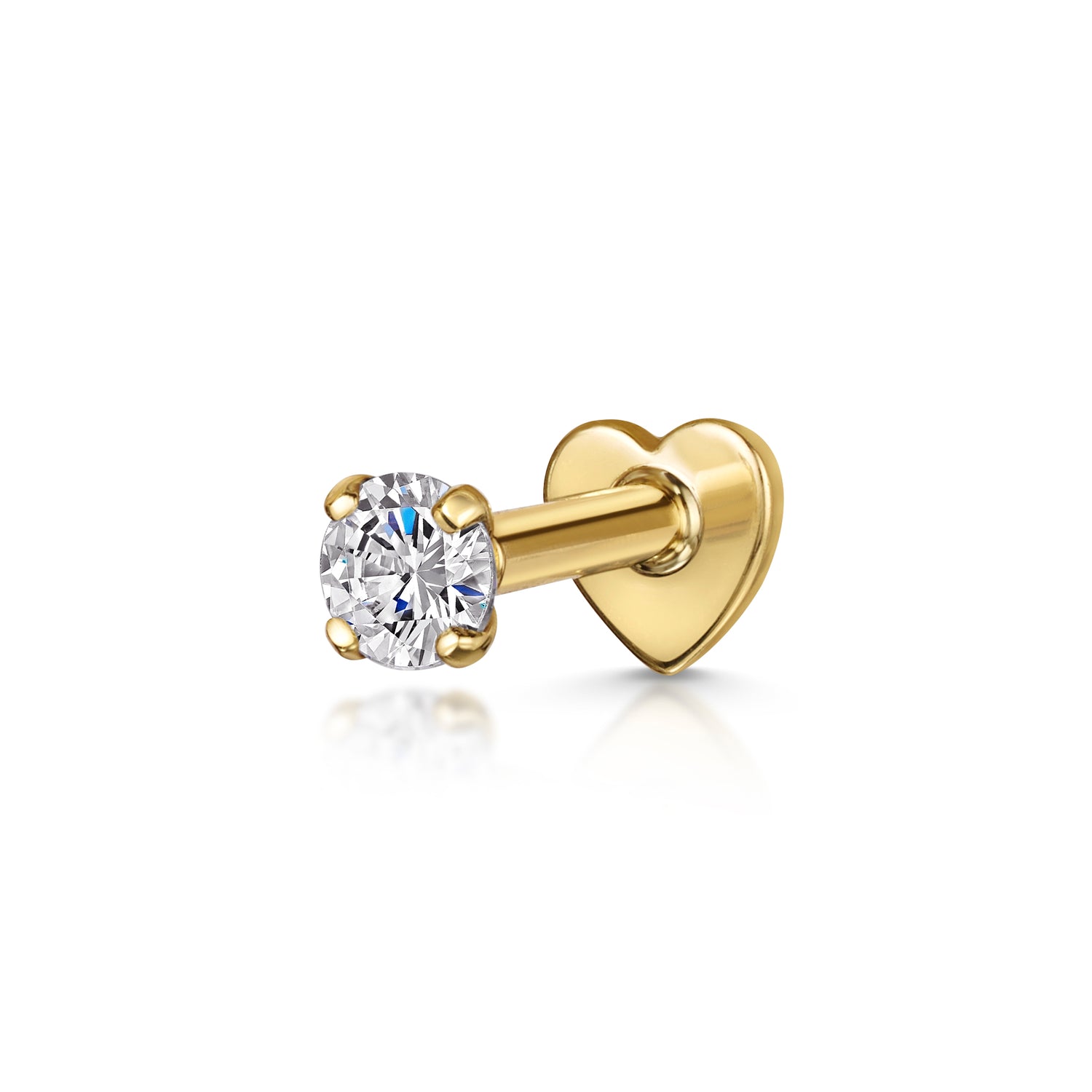 9k solid yellow gold 3mm single crystal gem flat back labret stud earring 6mm Cartilage Studs Laura Bond Maria Tash astrid miyu