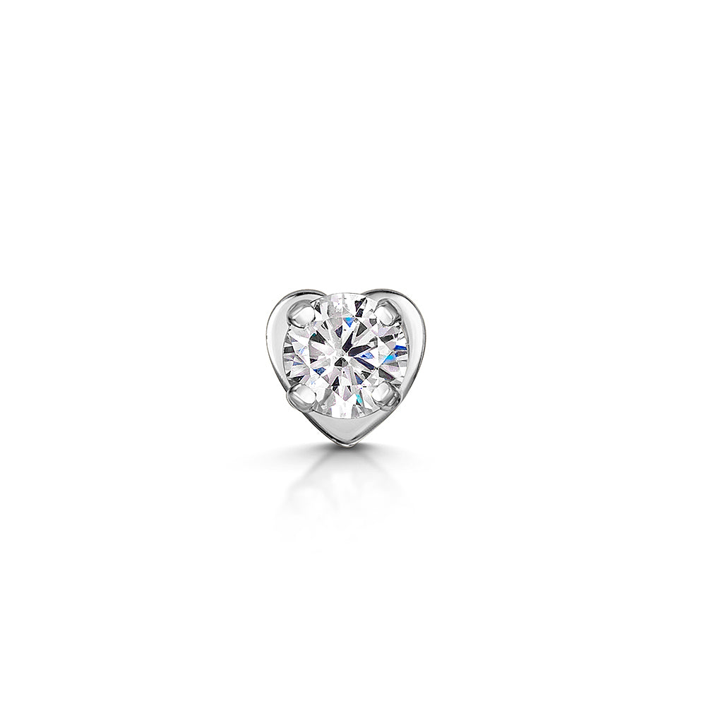14k solid white gold single crystal gem flat back labret stud earring 8mm Cartilage Studs Laura Bond Maria Tash