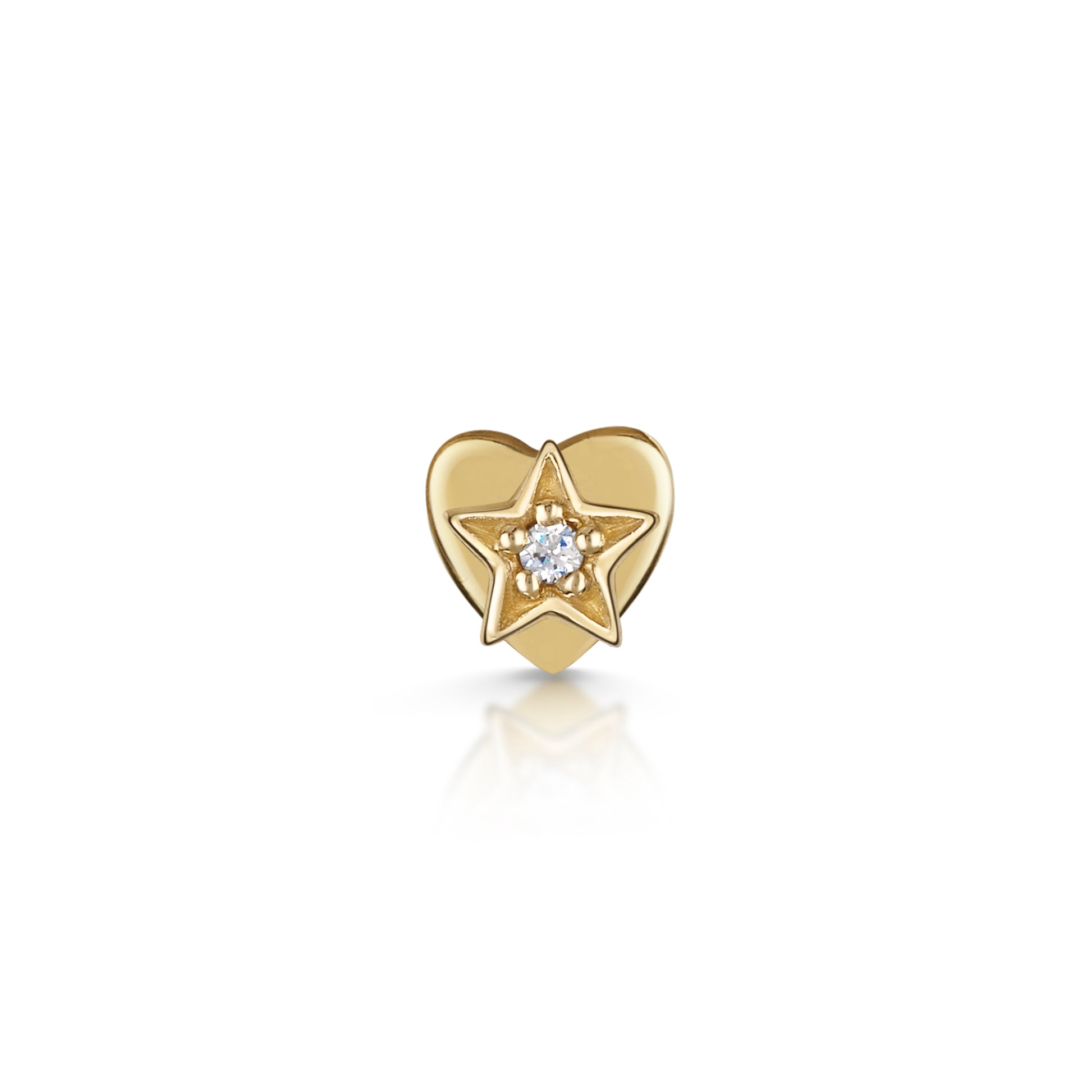 14k solid yellow gold Nova star flat back labret stud earring 8mm - LAURA BOND jewellery