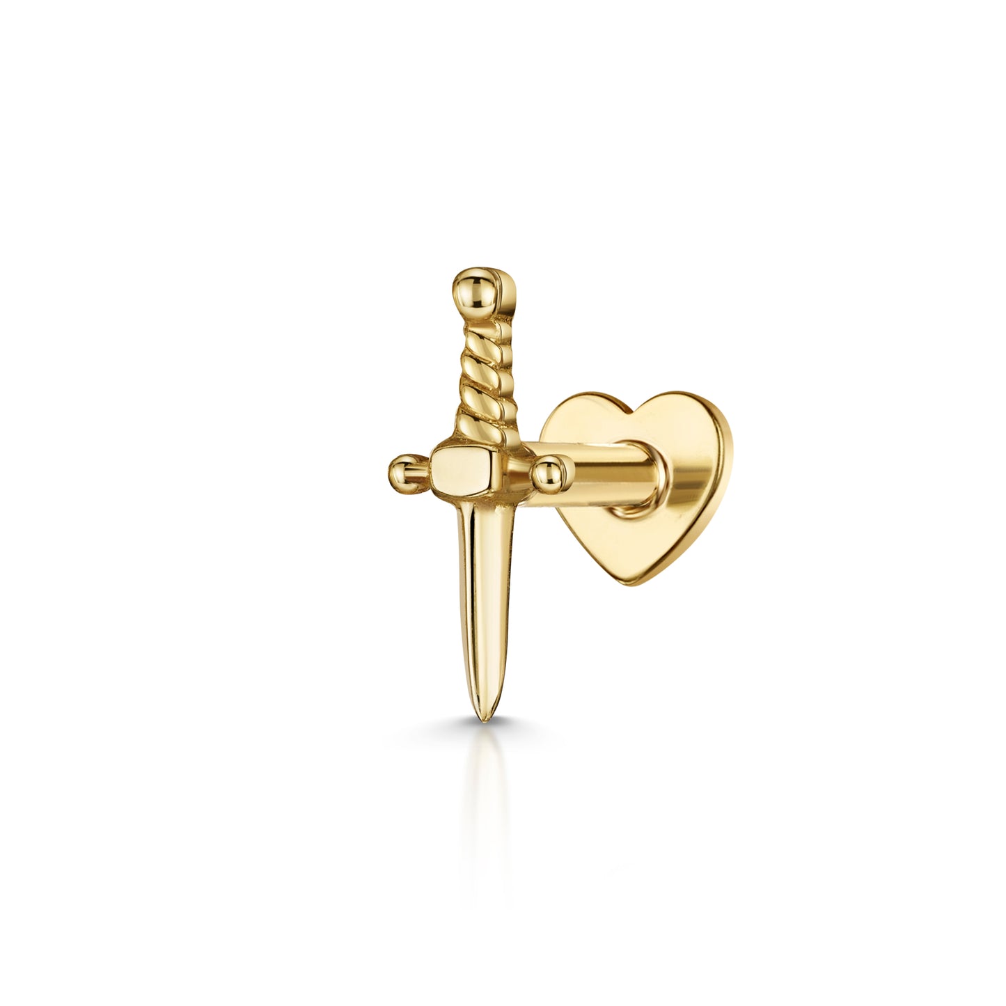 14k solid yellow gold Juliet dagger flat back labret stud earring 8mm - LAURA BOND jewellery