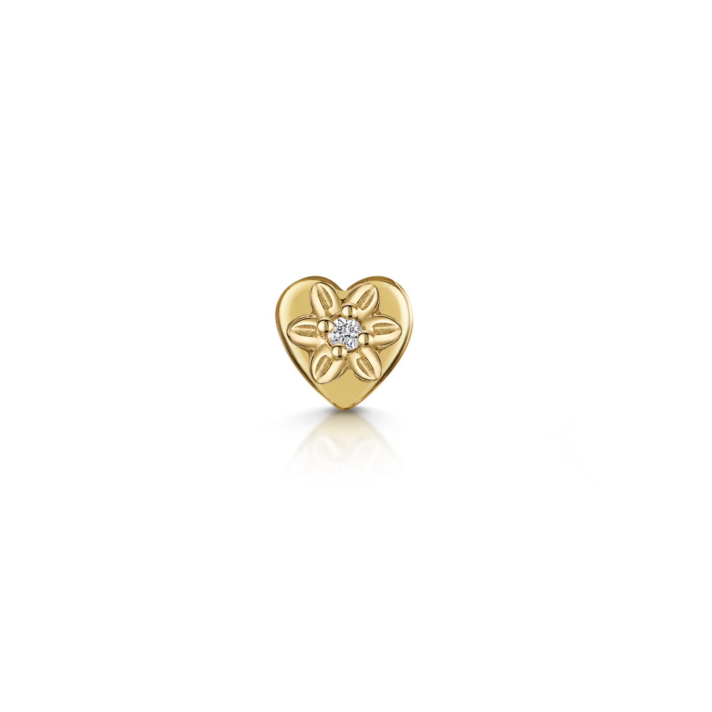 9k solid yellow gold Forget Me Not tiny flower flat back labret stud earring 6mm