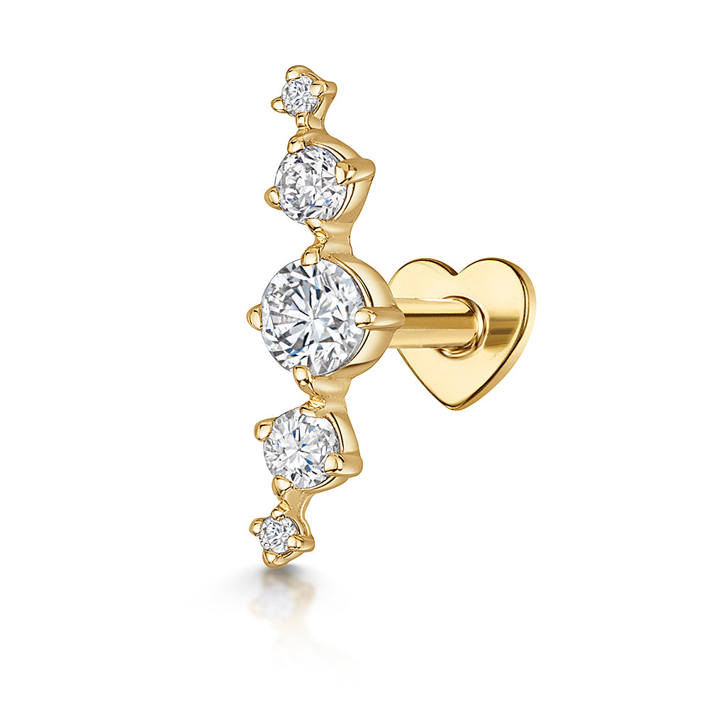 14k solid yellow gold Astraea flat back labret stud earring 8mm Cartilage Studs Laura Bond Maria Tash astrid miyu