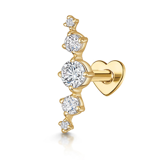 14k solid yellow gold Astraea flat back labret stud earring 8mm Cartilage Studs Laura Bond Maria Tash astrid miyu