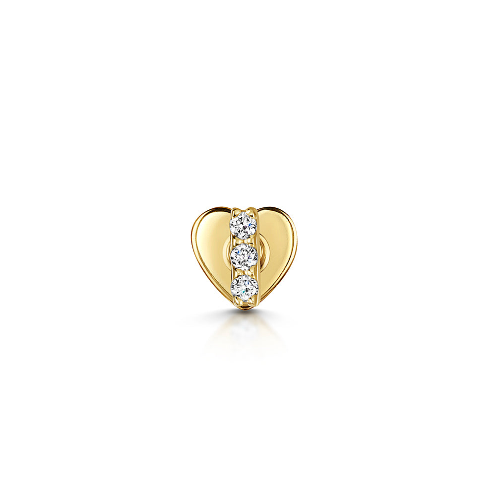 14k solid yellow gold tiny crystal bar flat back labret stud earring 8mm - LAURA BOND jewellery