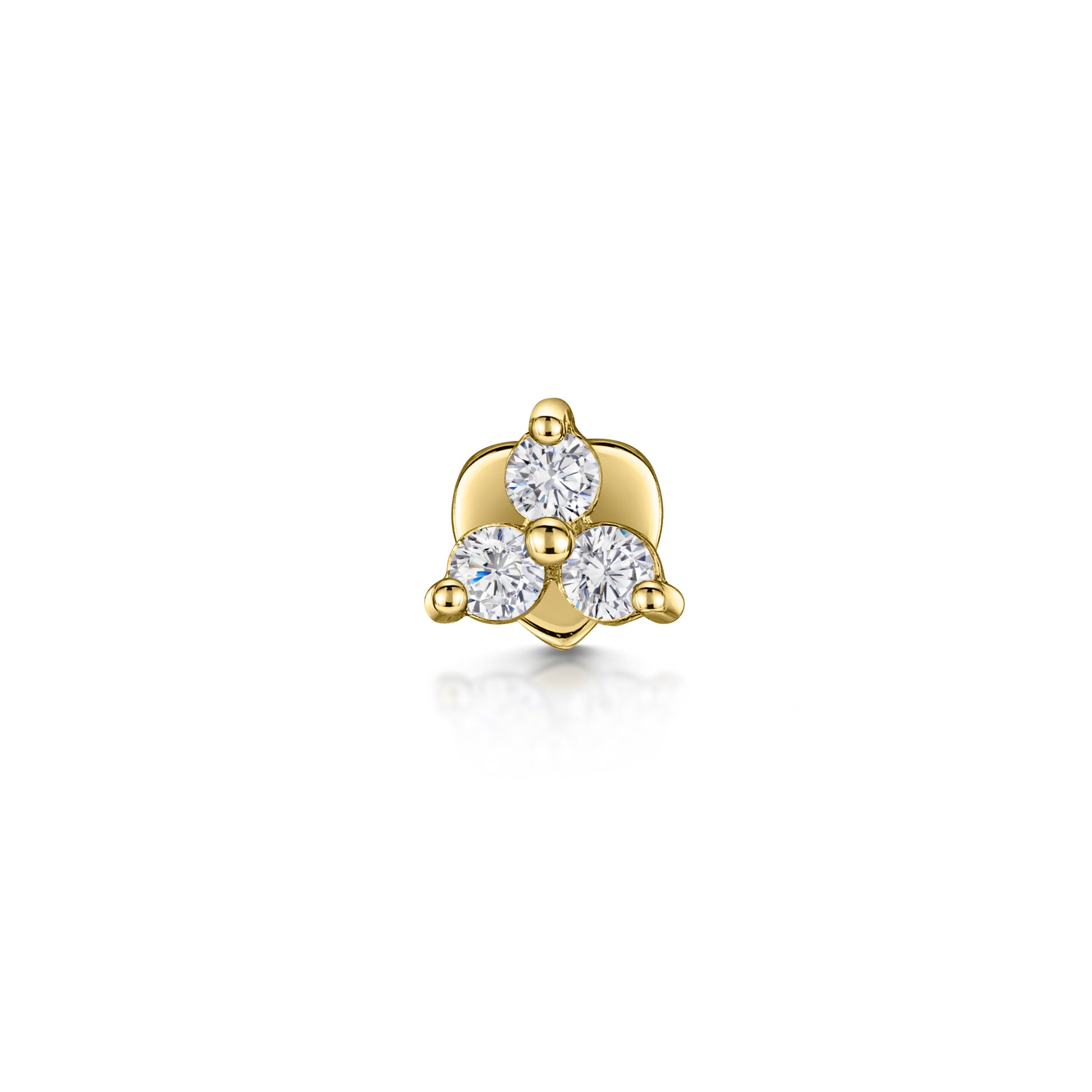 9k solid yellow gold crystal trio flat back labret stud earring 6mm Cartilage Studs Laura Bond Maria Tash