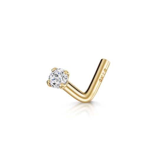 9k solid yellow gold tiny crystal gem nose stud