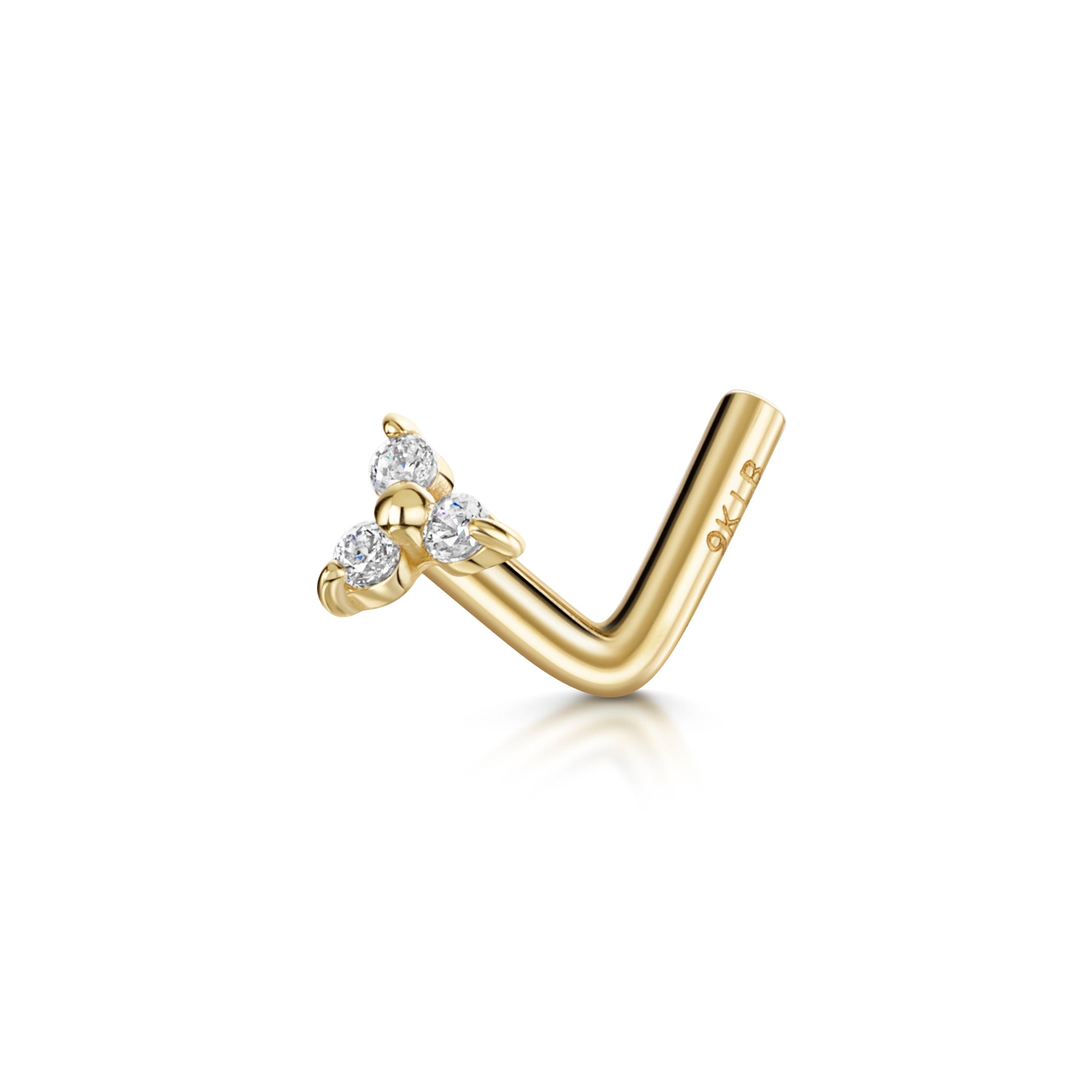 L-shaped flower 14K solid gold nose ring - RAWLondon