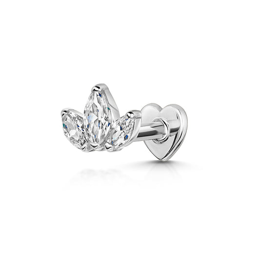 9k solid white gold Lotus flower flat back labret stud earring 6mm Cartilage Studs Laura Bond Maria Tash astrid miyu