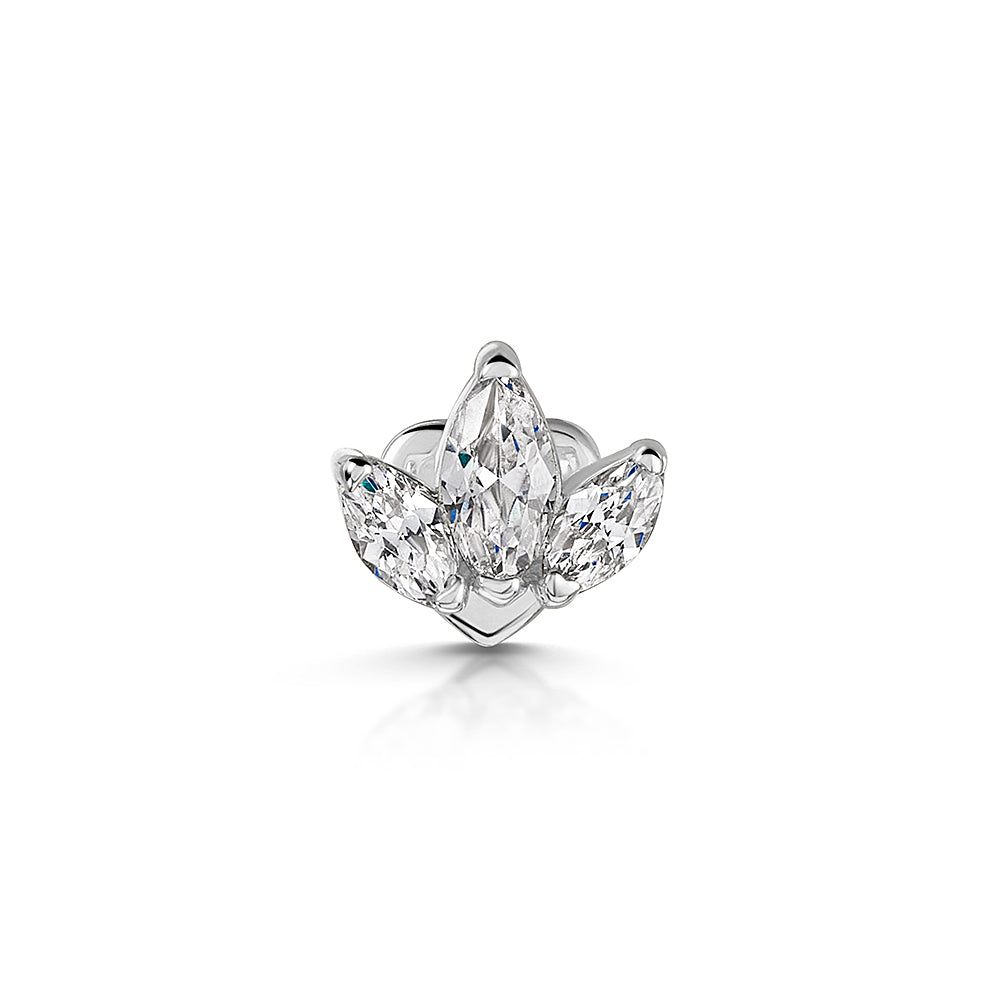 9k solid white gold Lotus flower flat back labret stud earring 6mm Cartilage Studs Laura Bond Maria Tash astrid miyu