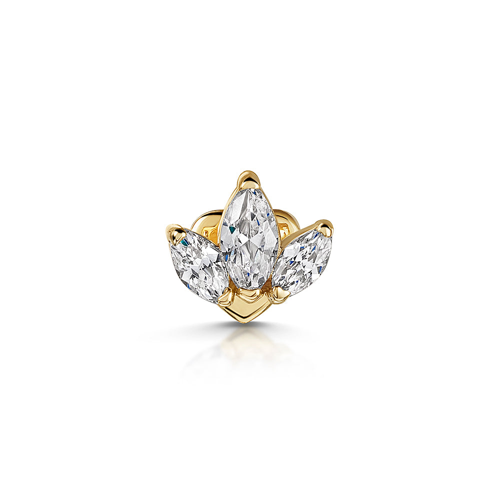 14k solid yellow gold Lotus flower flat back labret stud earring 8mm Cartilage Studs Laura Bond Maria Tash