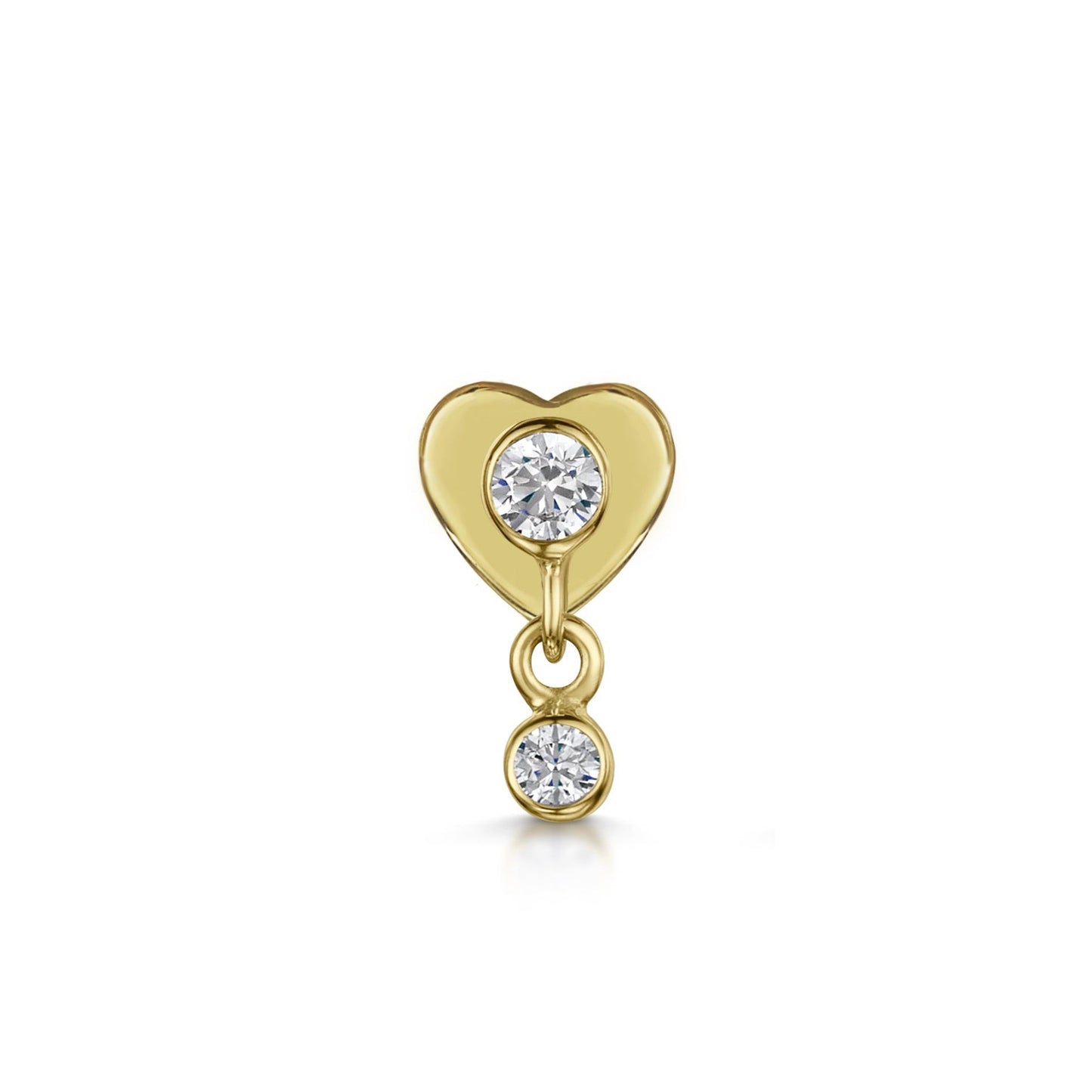 9k solid yellow gold hanging crystal gem flat back labret stud - LAURA BOND jewellery