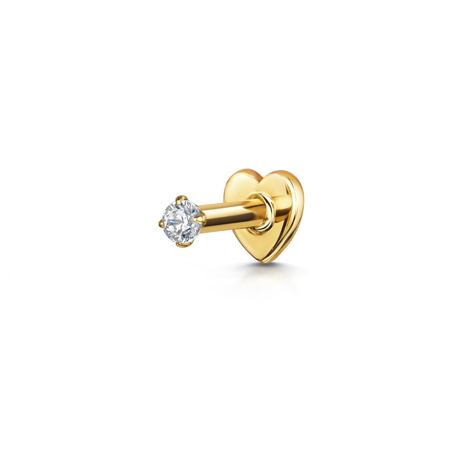 9k solid yellow gold tiny crystal gem flat back labret stud - LAURA BOND jewellery