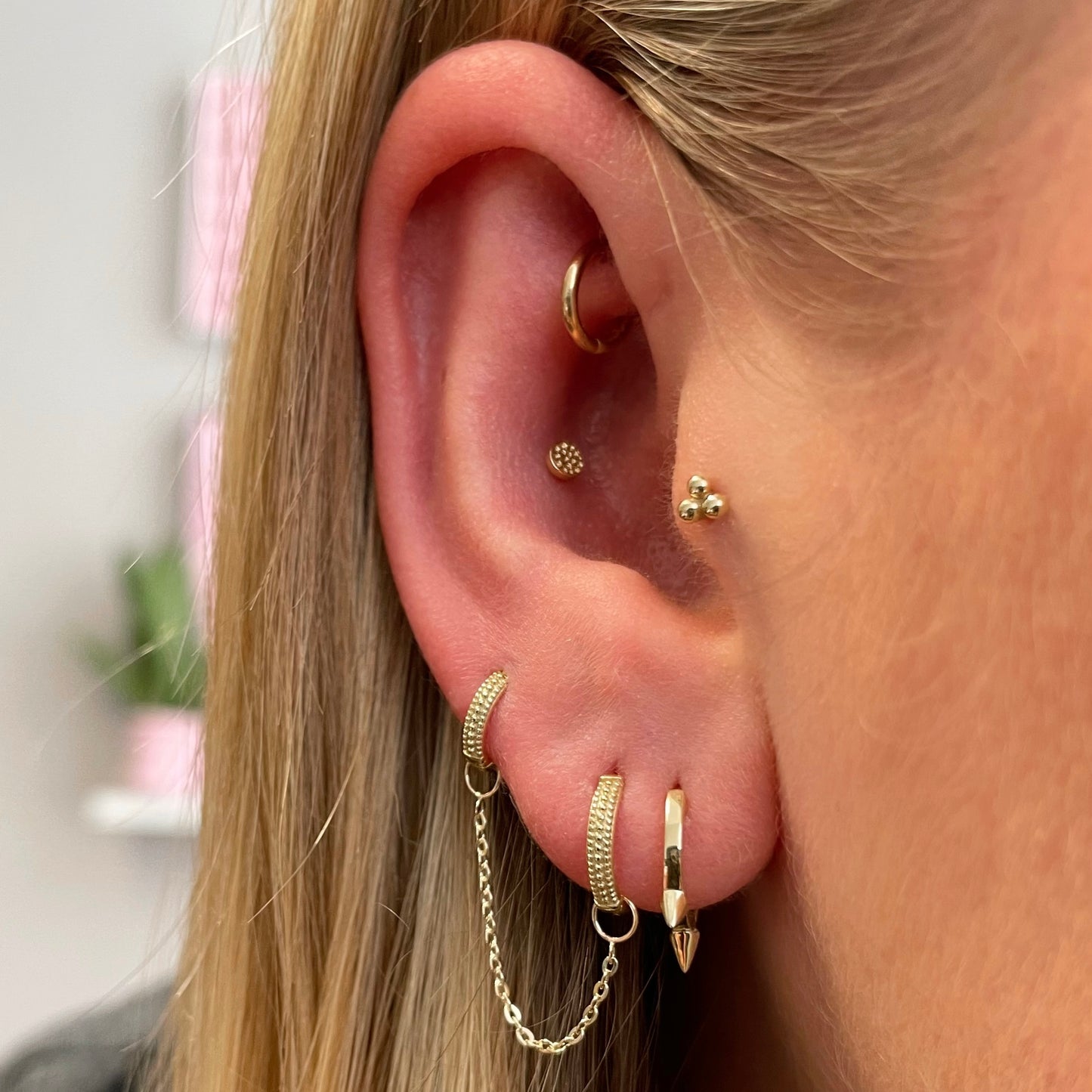 9k solid yellow gold 8mm plain spike huggie earring Huggies and Hoops Laura Bond Maria Tash