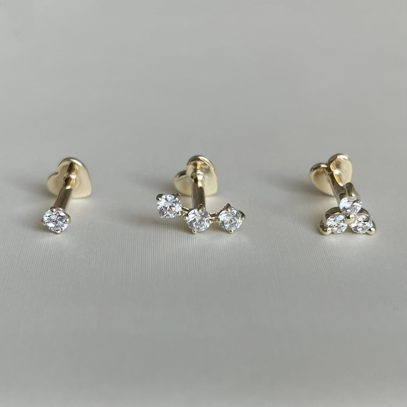 9k solid yellow gold classic flat back labret stud earring set - LAURA BOND jewellery