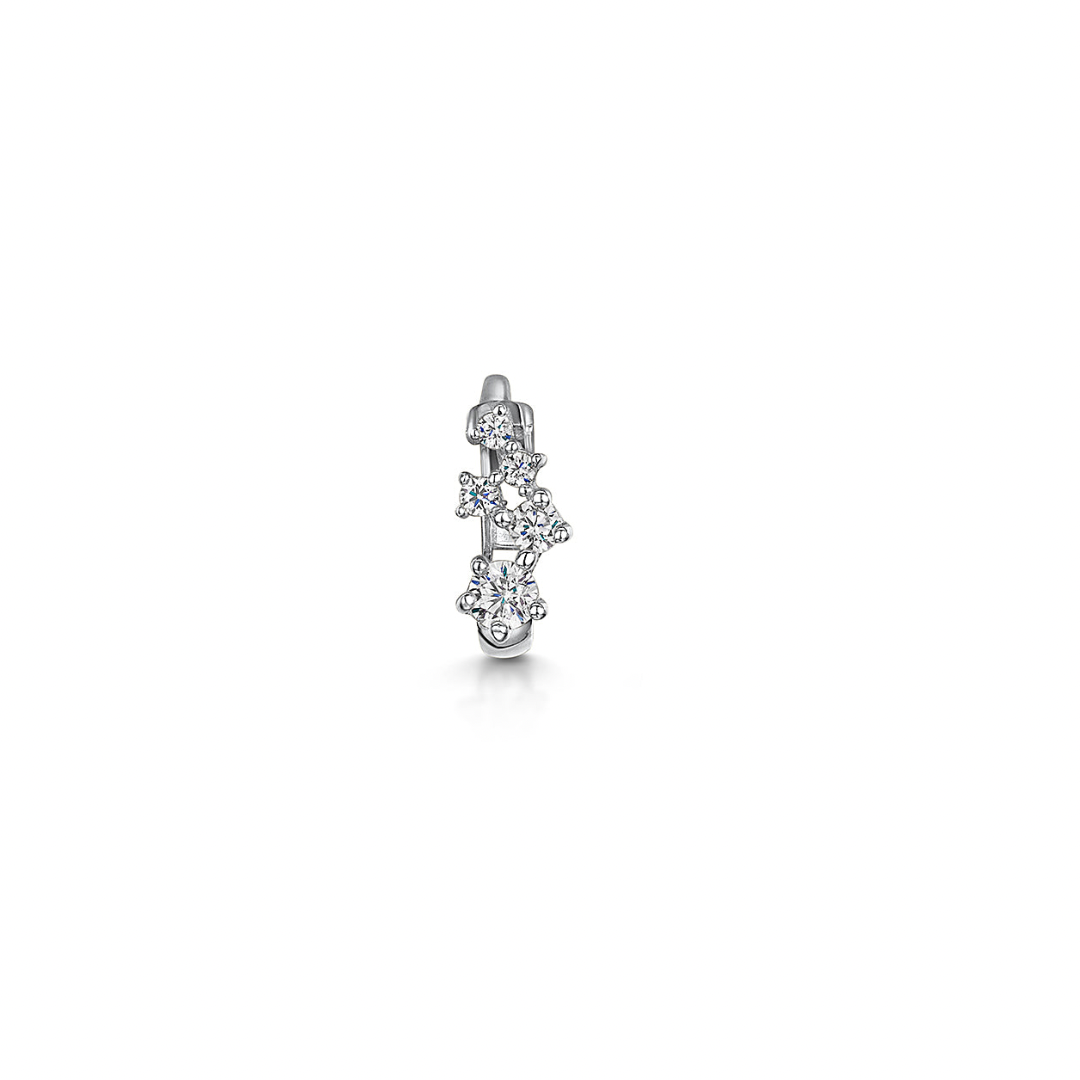 9k solid white gold constellation mini huggie earring