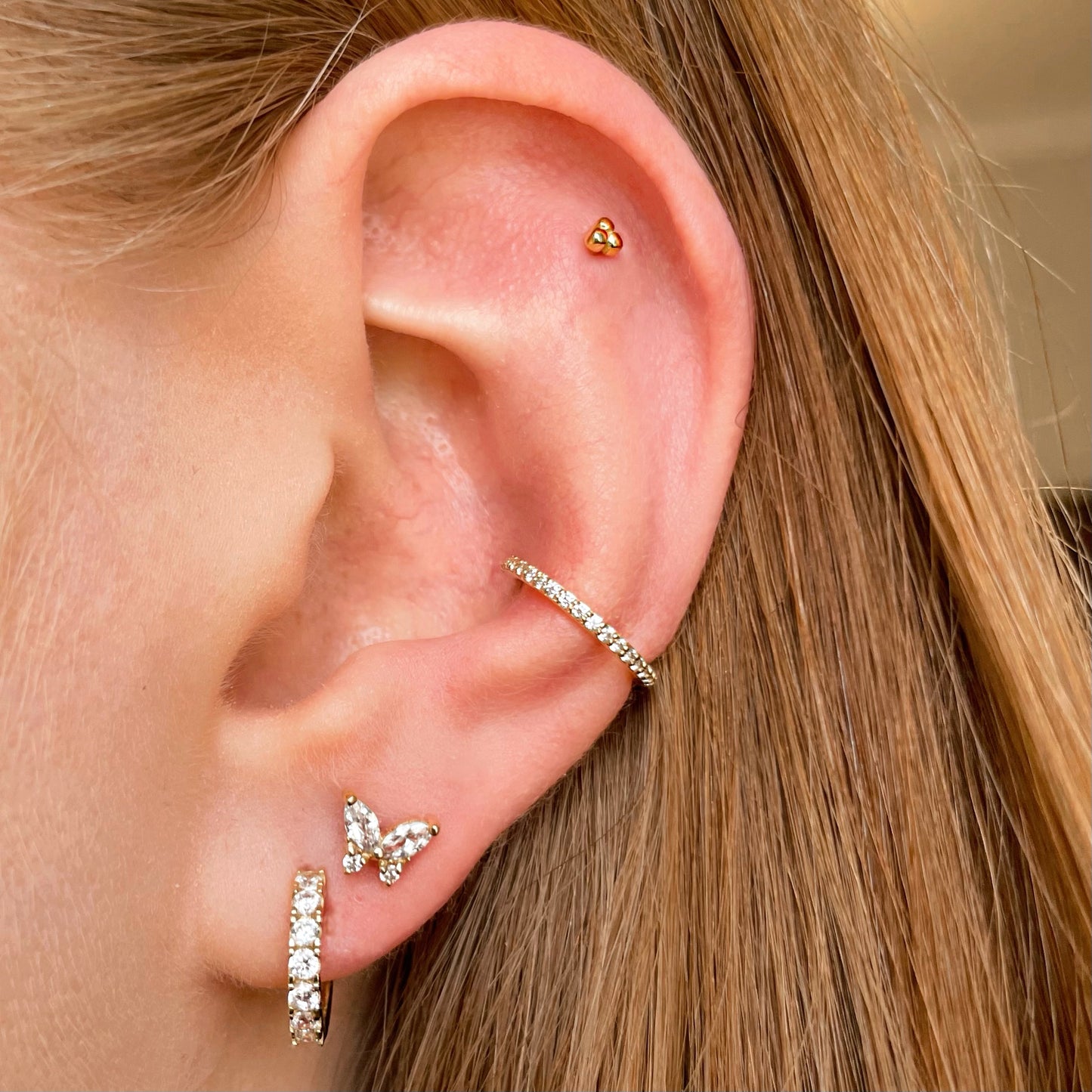 9k solid yellow gold 10mm 16g crystal clicker hoop earring Huggies and Hoops Laura Bond Maria Tash astrid miyu