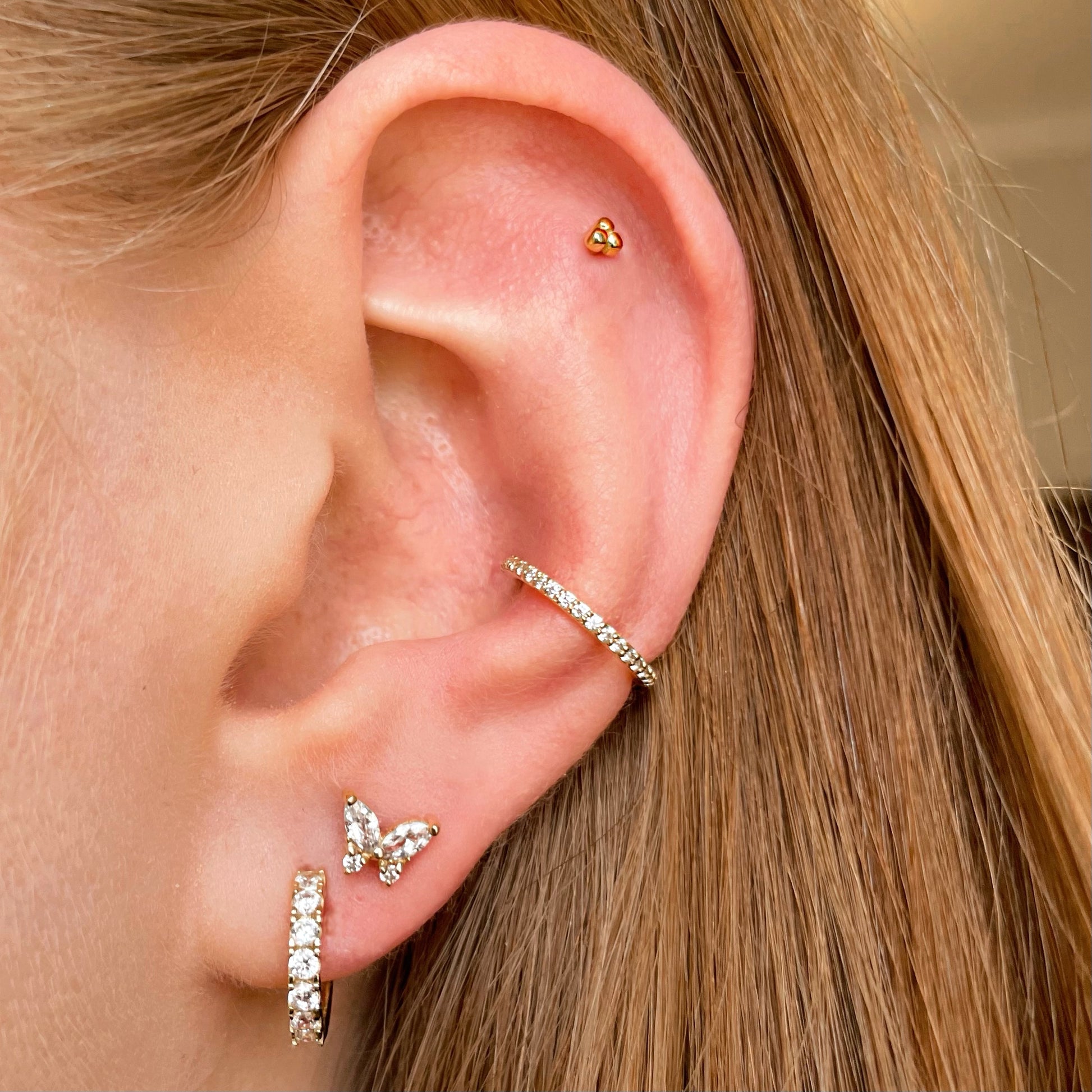 9k solid yellow gold 10mm 16g crystal clicker hoop earring Huggies and Hoops Laura Bond Maria Tash astrid miyu